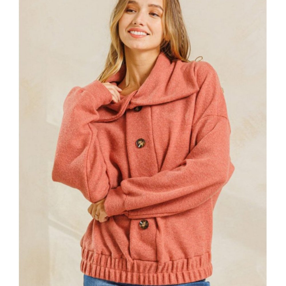 28107 Button Front Collared Sweater - Picture 3 of 5
